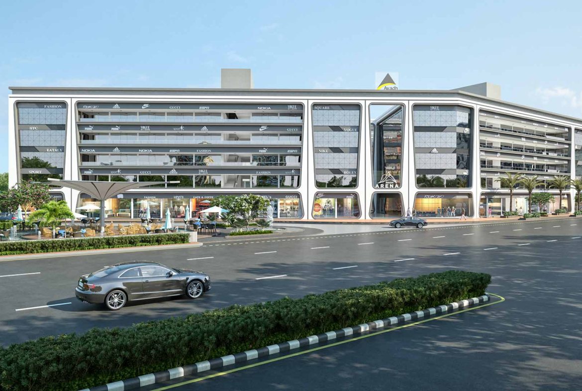 Avadh Arena commercial elevation Avadh Arena retail shops Surat