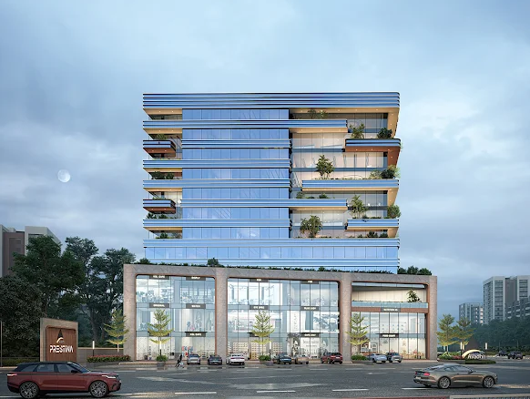 Avadh Prestina commercial project modern elevation Surat