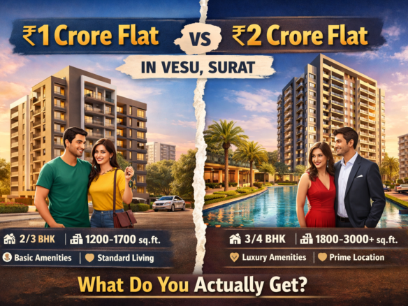 ₹1 Crore vs ₹2 Crore Flat in Vesu Surat