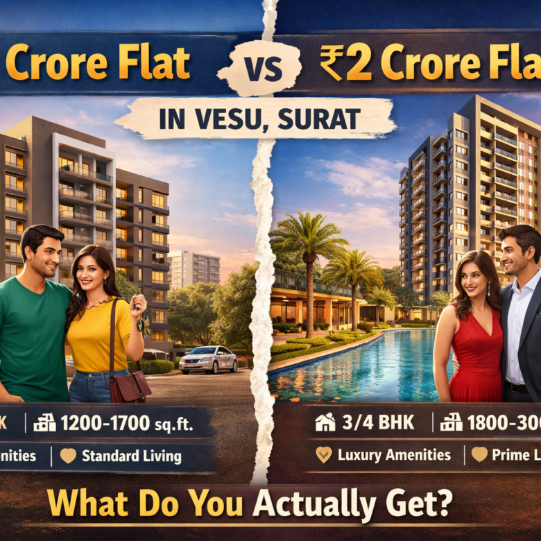 ₹1 Crore vs ₹2 Crore Flat in Vesu Surat – What Do You Actually Get?