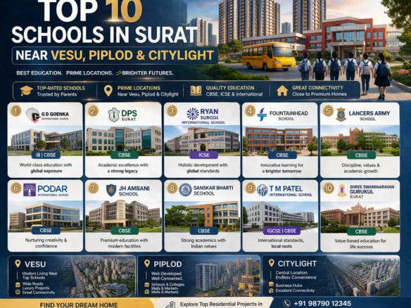 Top 10 Schools in Surat Near Vesu, vip, Piplod & Citylight