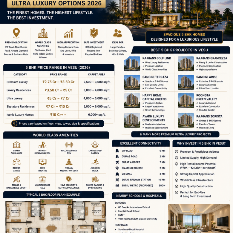 5 BHK Flats in Vesu, Surat | Ultra Luxury Apartments (2026)