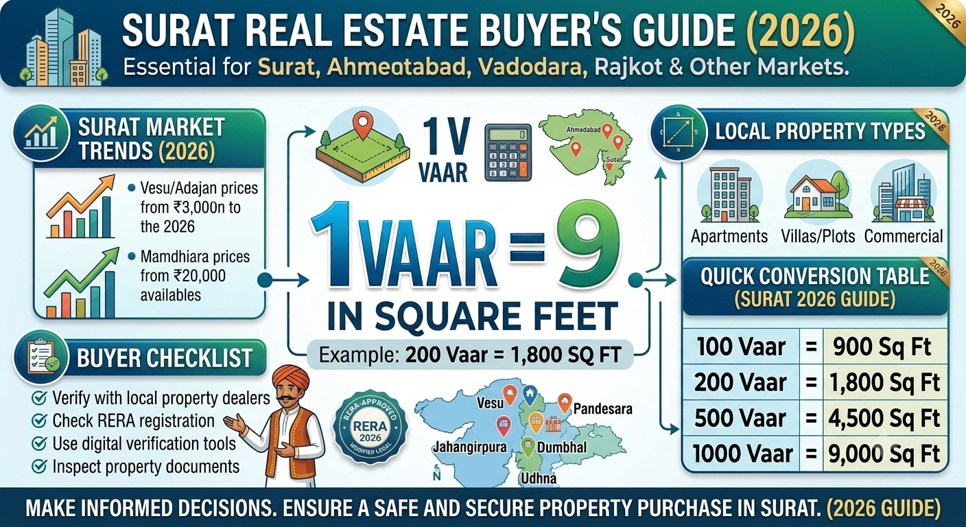 1 Vaar in Square Feet | Complete Guide for Surat Buyers (2026)