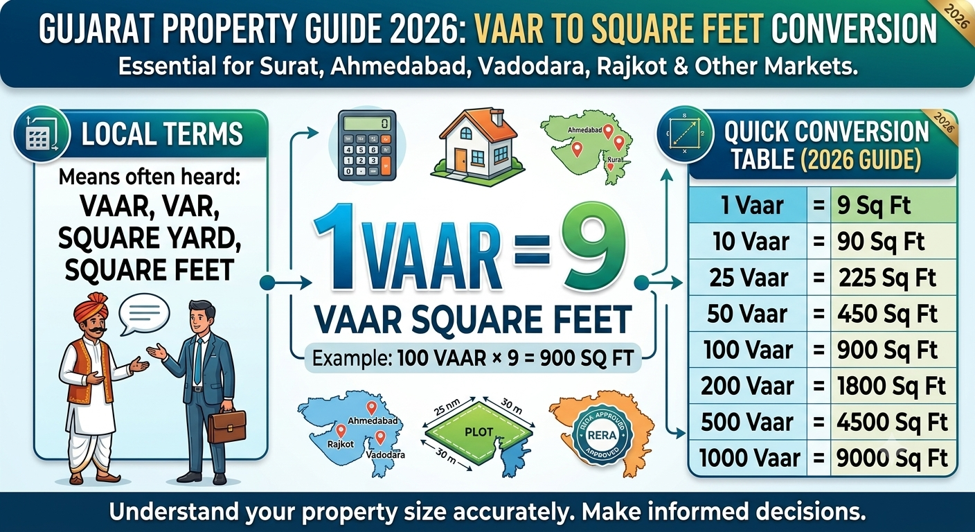 Vaar to Square Feet Conversion | Gujarat Property Guide (2026)