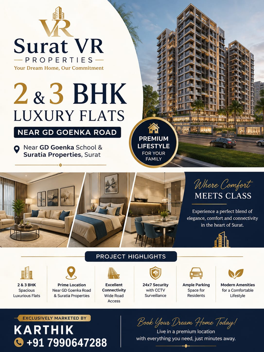 2 and 3 BHK flats for sale near GD Goenka School Surat